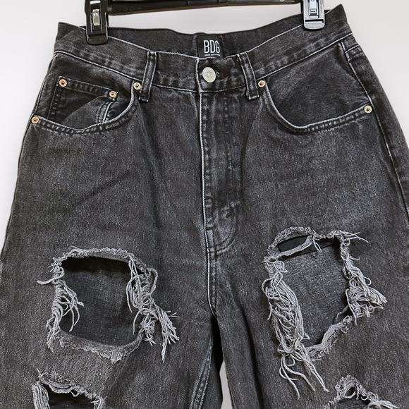 BDG Y2K 30 Baggy Black Jeans Skater Ripped Destroyed Distress Holes Grunge Punk - Picture 2 of 10